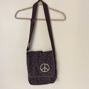 Women's Canvas Messenger Bag Peace/Heart Pattern
